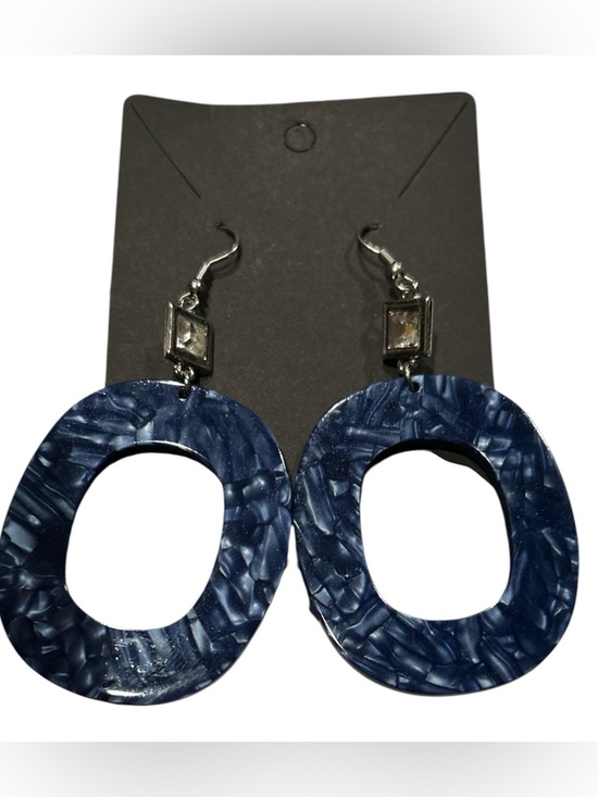 Jewelry - Navy Blue Resin Open Hoop Drop Earrings